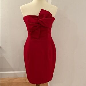 Red Strapless Dress with Bow